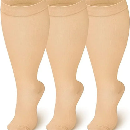 2XL-4XL Plus Size Compression Socks for Women Men 20-30 mmHg Wide Calf Extra Large Knee High Flight Sock for Circulation Support