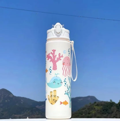 750ml Dinosaur Water Bottle For Kids Water Sippy Cup With Silicone Straw Leakproof Plastic Water Bottles Summer Kids Water Cup