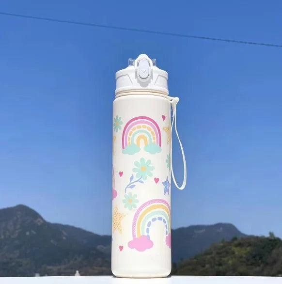 750ml Dinosaur Water Bottle For Kids Water Sippy Cup With Silicone Straw Leakproof Plastic Water Bottles Summer Kids Water Cup