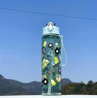 750ml Dinosaur Water Bottle For Kids Water Sippy Cup With Silicone Straw Leakproof Plastic Water Bottles Summer Kids Water Cup