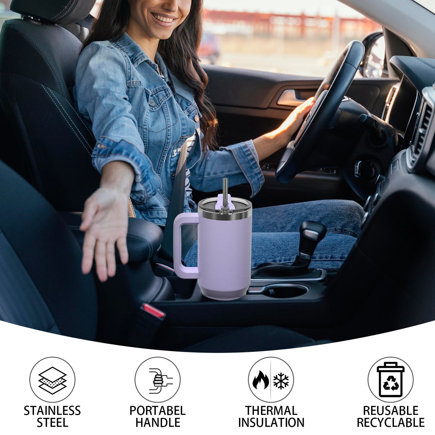 20/30/40 oz Stainless Steel Tumbler With Handle