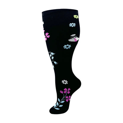 2XL-4XL Plus Size Compression Socks for Women Men 20-30 mmHg Wide Calf Extra Large Knee High Flight Sock for Circulation Support
