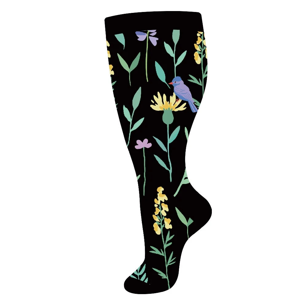 2XL-4XL Plus Size Compression Socks for Women Men 20-30 mmHg Wide Calf Extra Large Knee High Flight Sock for Circulation Support