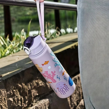 750ml Dinosaur Water Bottle For Kids Water Sippy Cup With Silicone Straw Leakproof Plastic Water Bottles Summer Kids Water Cup