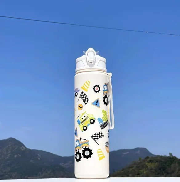 750ml Dinosaur Water Bottle For Kids Water Sippy Cup With Silicone Straw Leakproof Plastic Water Bottles Summer Kids Water Cup