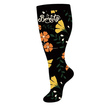 2XL-4XL Plus Size Compression Socks for Women Men 20-30 mmHg Wide Calf Extra Large Knee High Flight Sock for Circulation Support