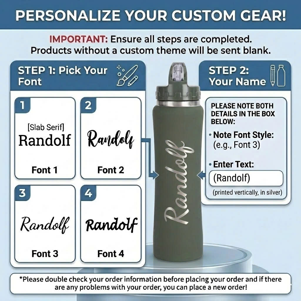 20 oz Custom Engraved Water Bottle